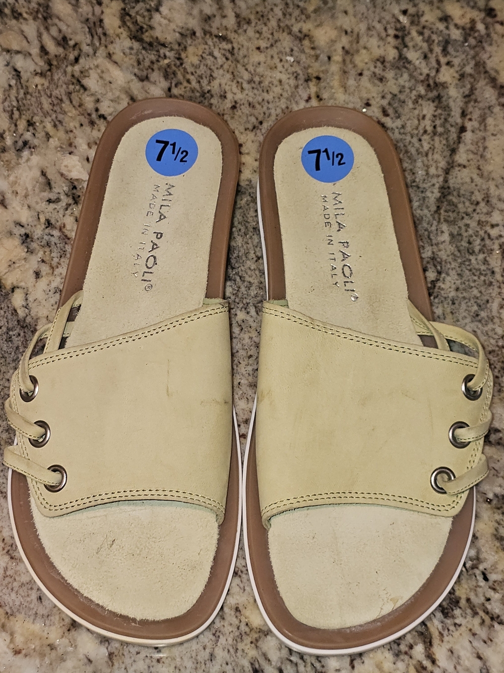 Mila Paoli Light Green Slide Sandals - Women's 7½